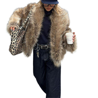 Women's luxury faux fur jacket with sparkling detail NOVAE