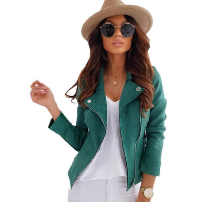 Women's elegant and trendy biker-style leather jacket NOVAE