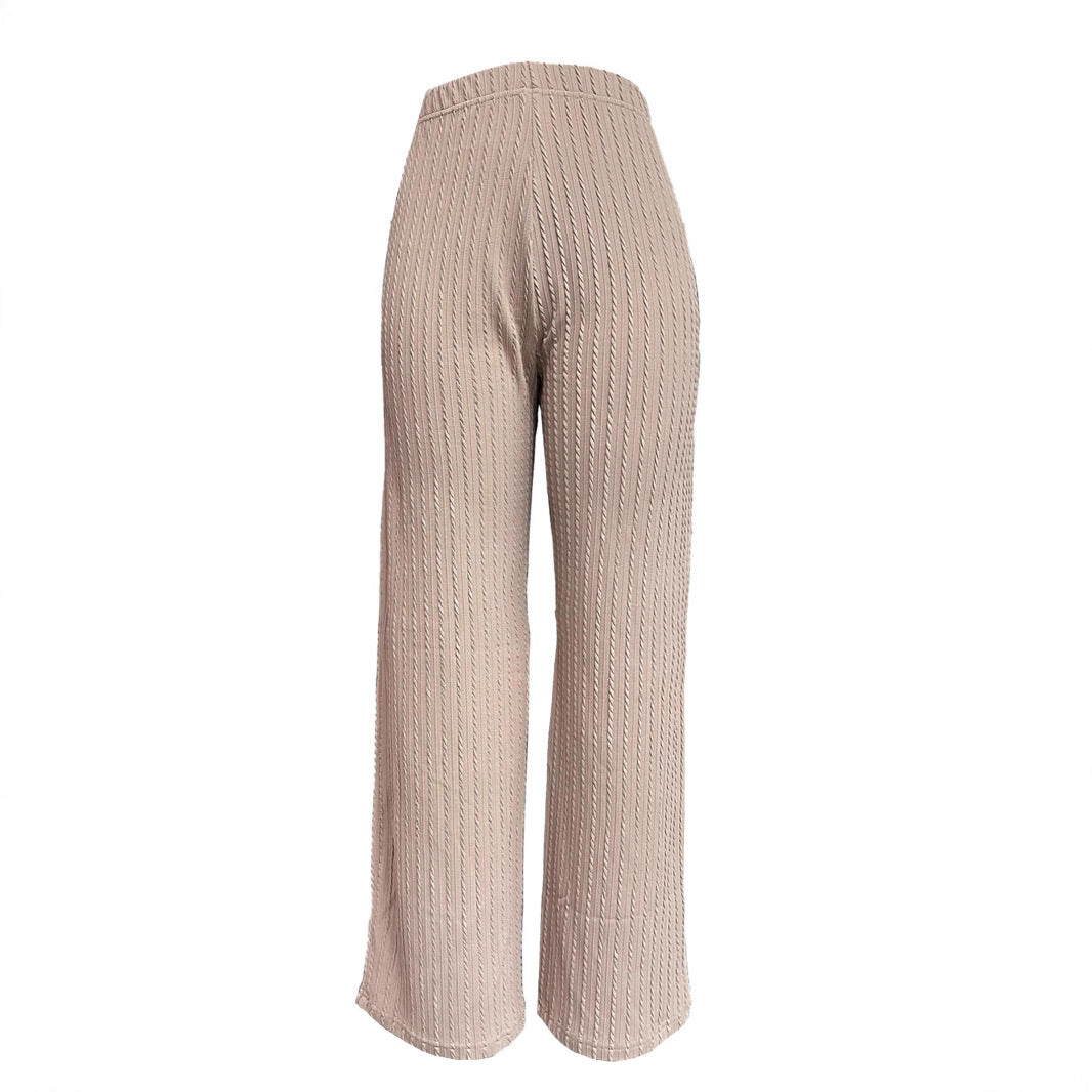 Women's wide-leg knit trousers with a sophisticated textured pattern NOVAE