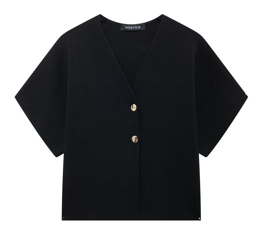 Women's fashionable blouse with V-neck and short sleeves NOVAE