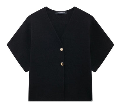 Women's fashionable blouse with V-neck and short sleeves NOVAE