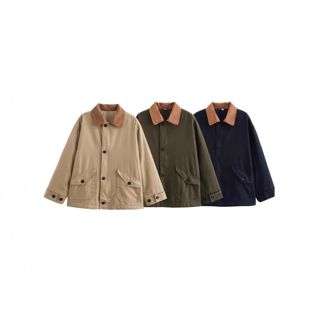 Women's relaxed utility jacket with ribbed collar and practical pockets NOVAE