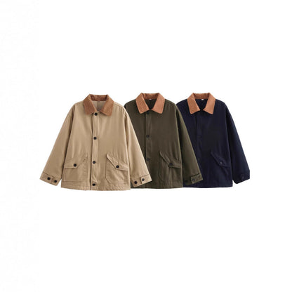 Women's relaxed utility jacket with ribbed collar and practical pockets NOVAE