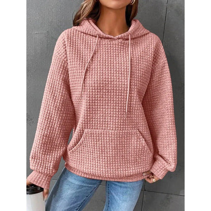 Women's waffle-textured hoodie with a comfortable fit and practical pocket NOVAE