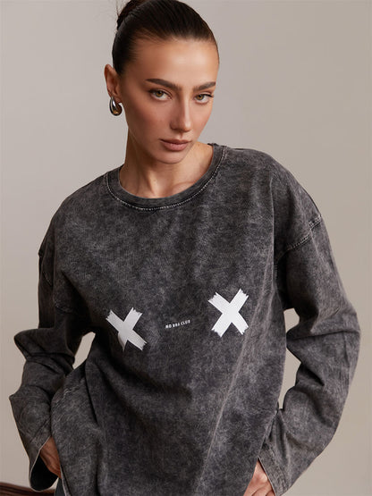 Women's casual sweatshirt with creative graphic print NOVAE