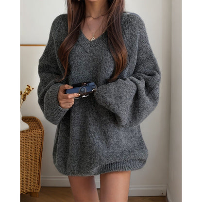 Women's Oversized V-Neck Wide Sleeve Knit Sweater NOVAE
