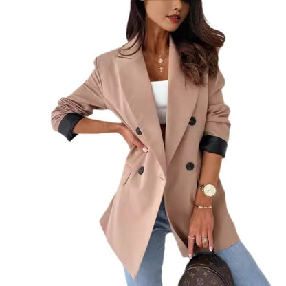 Women's Elegant Oversized Blazer with Double-Brown Buttons and Structured Sleeves NOVAE