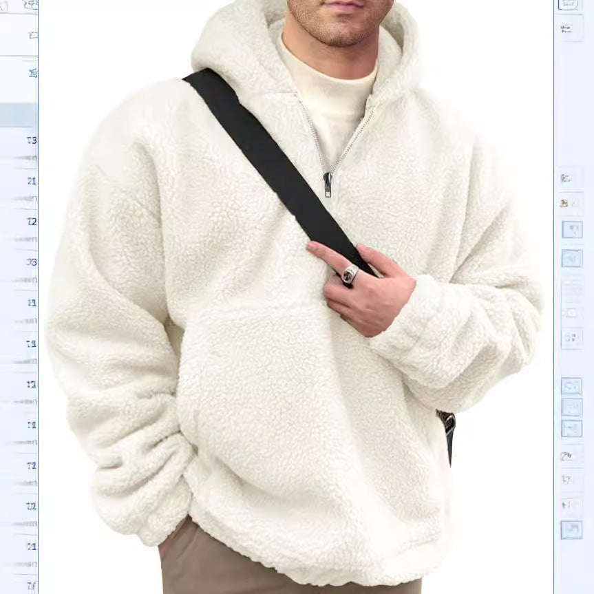 Men's cozy fleece pullover with half zipper NOVAE