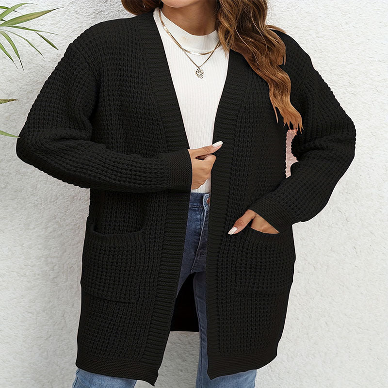 Women's knitted cardigan with patch pockets and a relaxed fit NOVAE