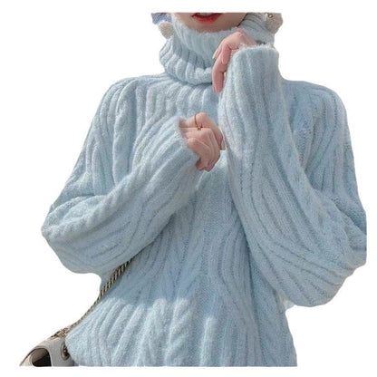 Women's chunky knit sweater with high collar and soft material NOVAE