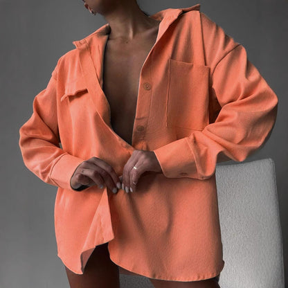 Women's casual shirt jacket made of soft textured material NOVAE