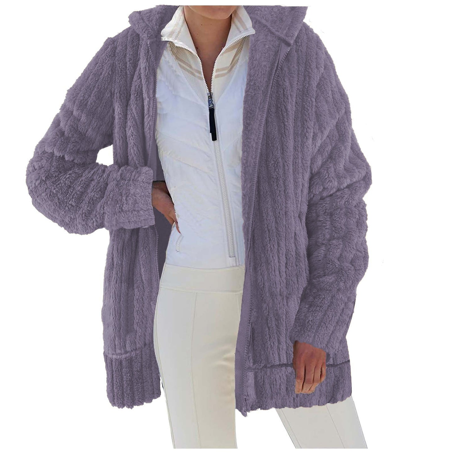 Women's Fluffy Cozy Jacket with Practical Pockets NOVAE