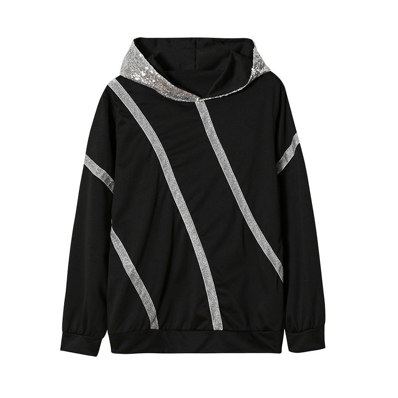 Women's hoodie with glitter accents and a modern cut NOVAE