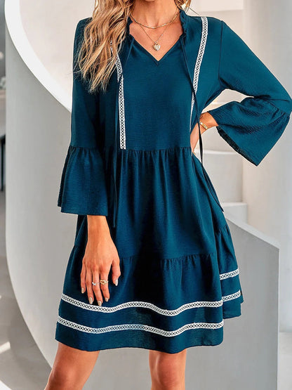 Women's casual dress with a wide cut and decorative ruffles NOVAE