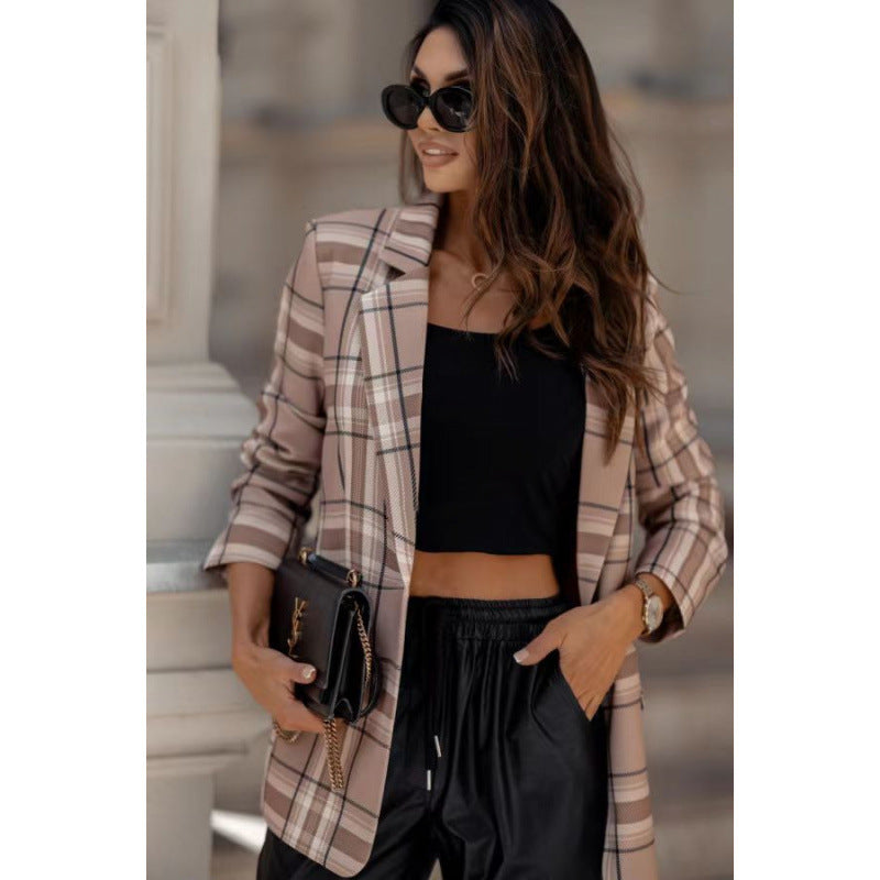 Women's checked blazer in a modern oversized cut with elegant details NOVAE