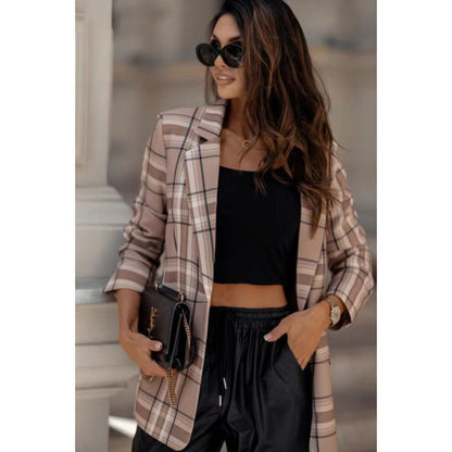 Women's checked blazer in a modern oversized cut with elegant details NOVAE