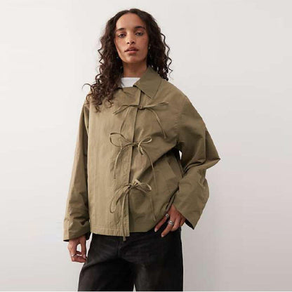 Women's leisure jacket with modern tie straps and a relaxed cut NOVAE