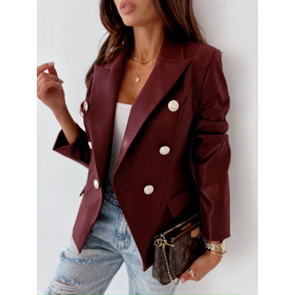 Women's fashionable blazer jacket with double-breasted button closure and elegant accents NOVAE