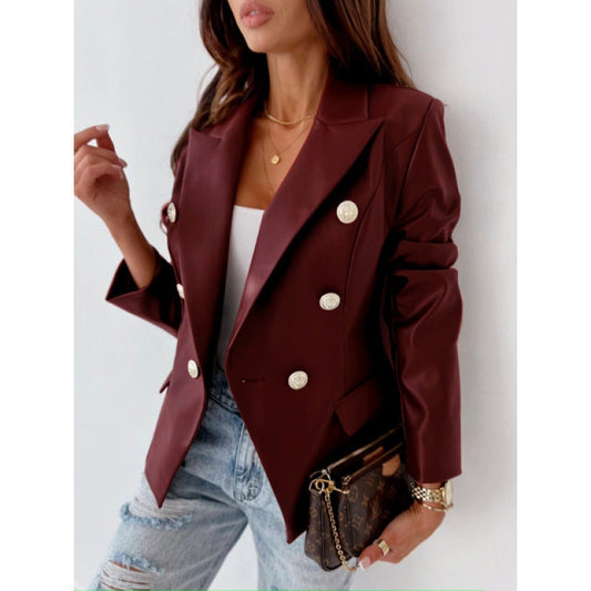 Women's fashionable blazer jacket with double-breasted button closure and elegant accents NOVAE