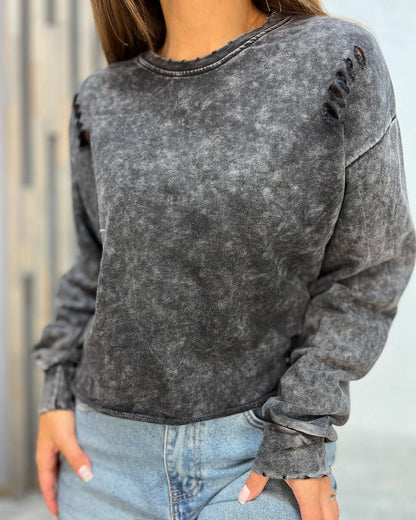 Women's casual, oversized sweatshirt with fashionable cut-outs NOVAE