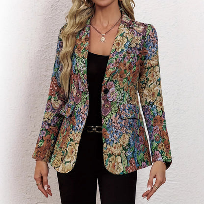 Women's blazer jacket with floral pattern and elegant details NOVAE