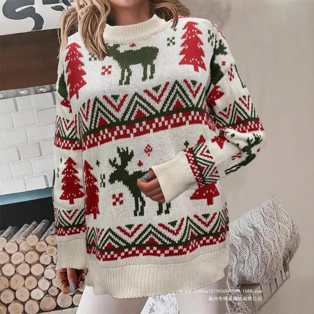 Women's Cozy Christmas Sweater with Festive Motif and High Fit NOVAE