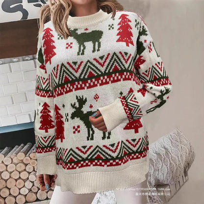 Women's Cozy Christmas Sweater with Festive Motif and High Fit NOVAE