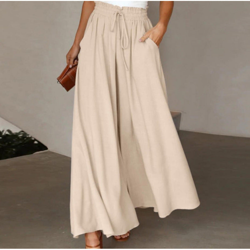 Women's flowing maxi trousers with elasticated waistband and side pockets NOVAE