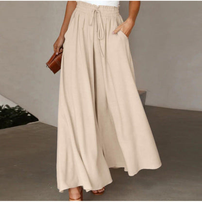 Women's flowing maxi trousers with elasticated waistband and side pockets NOVAE