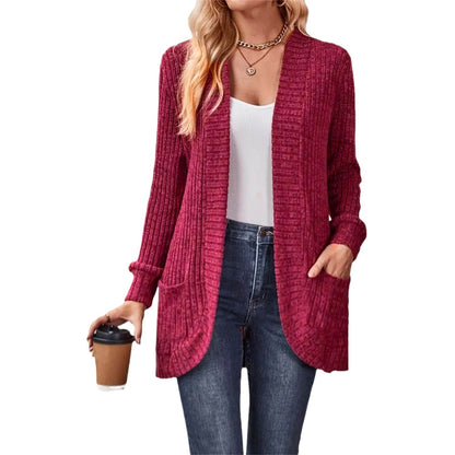 Women's cardigan with long sleeves and structured design NOVAE