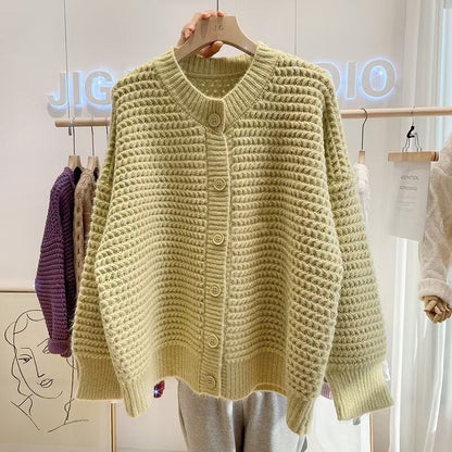 Women's chunky knit cardigan with button details and oversized cut NOVAE