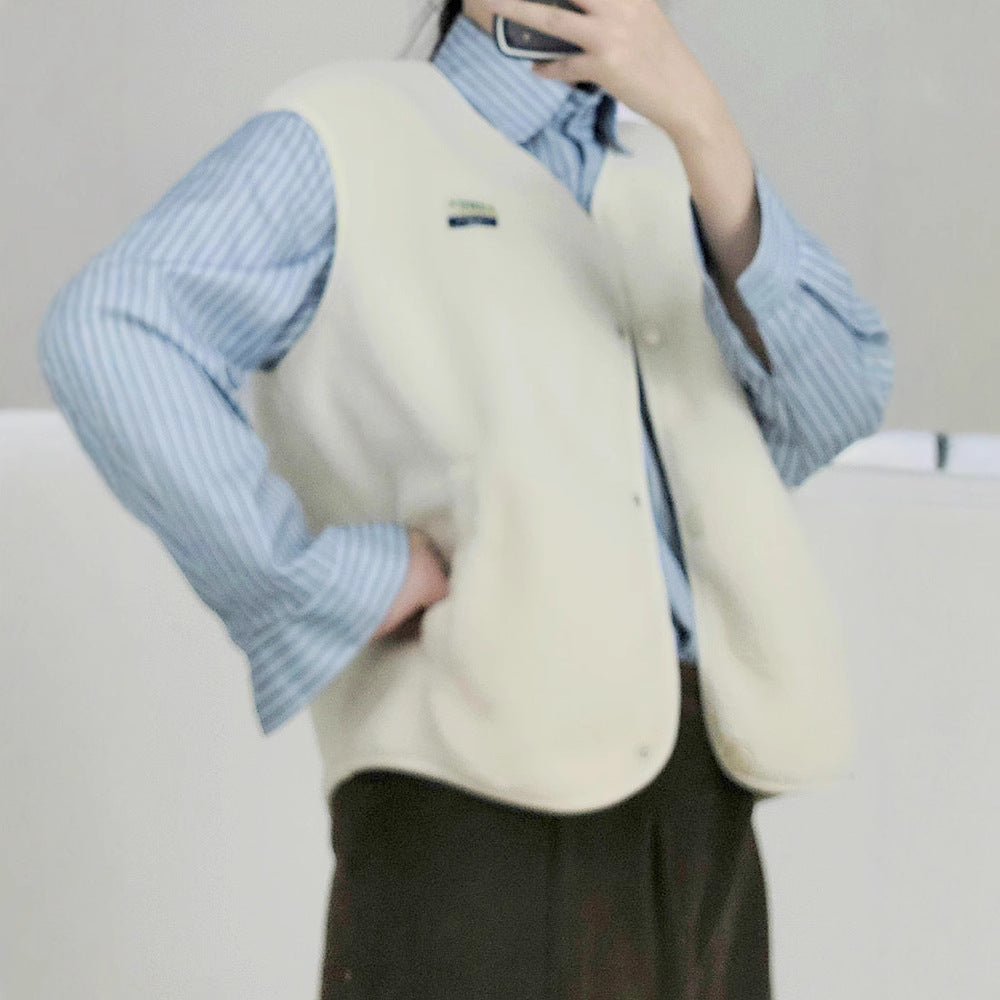 Women's soft and casual teddy vest with side pockets NOVAE