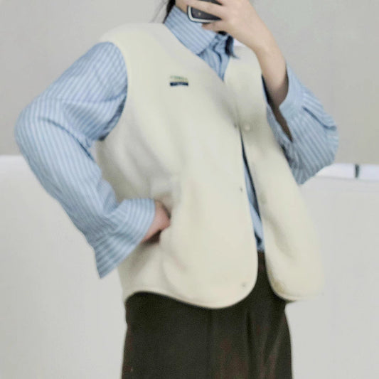 Women's soft and casual teddy vest with side pockets NOVAE