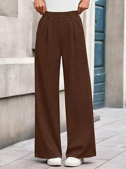 Women's wide-leg trousers with a high waistband and practical side pockets NOVAE