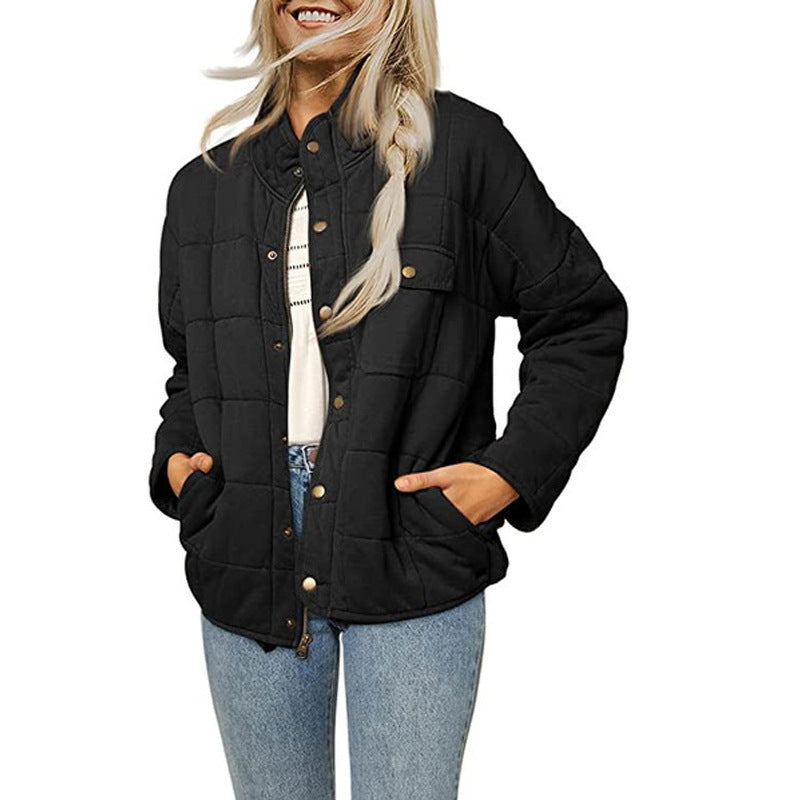 Women's quilted jacket with decorative button NOVAE
