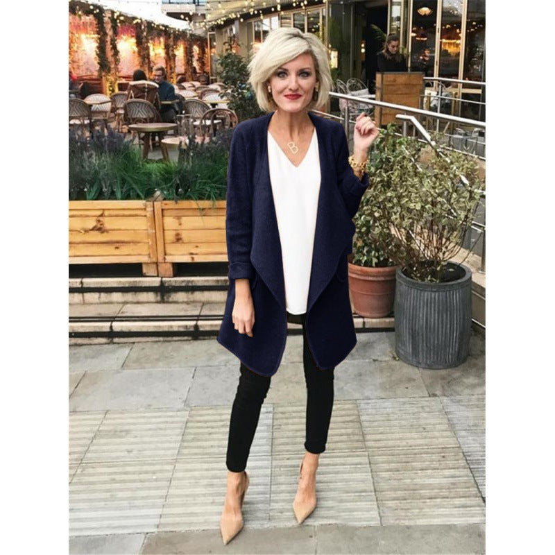 Women's wrap jacket with a fashionable cut and cuddly material NOVAE