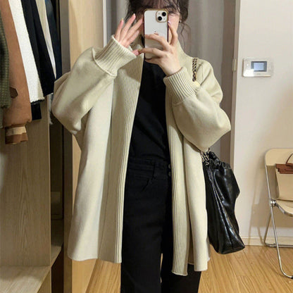 Women's Fashionable Oversized Cardigan with Structured Collar NOVAE