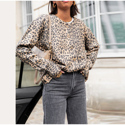 Women's fashionable cardigan with animal print NOVAE