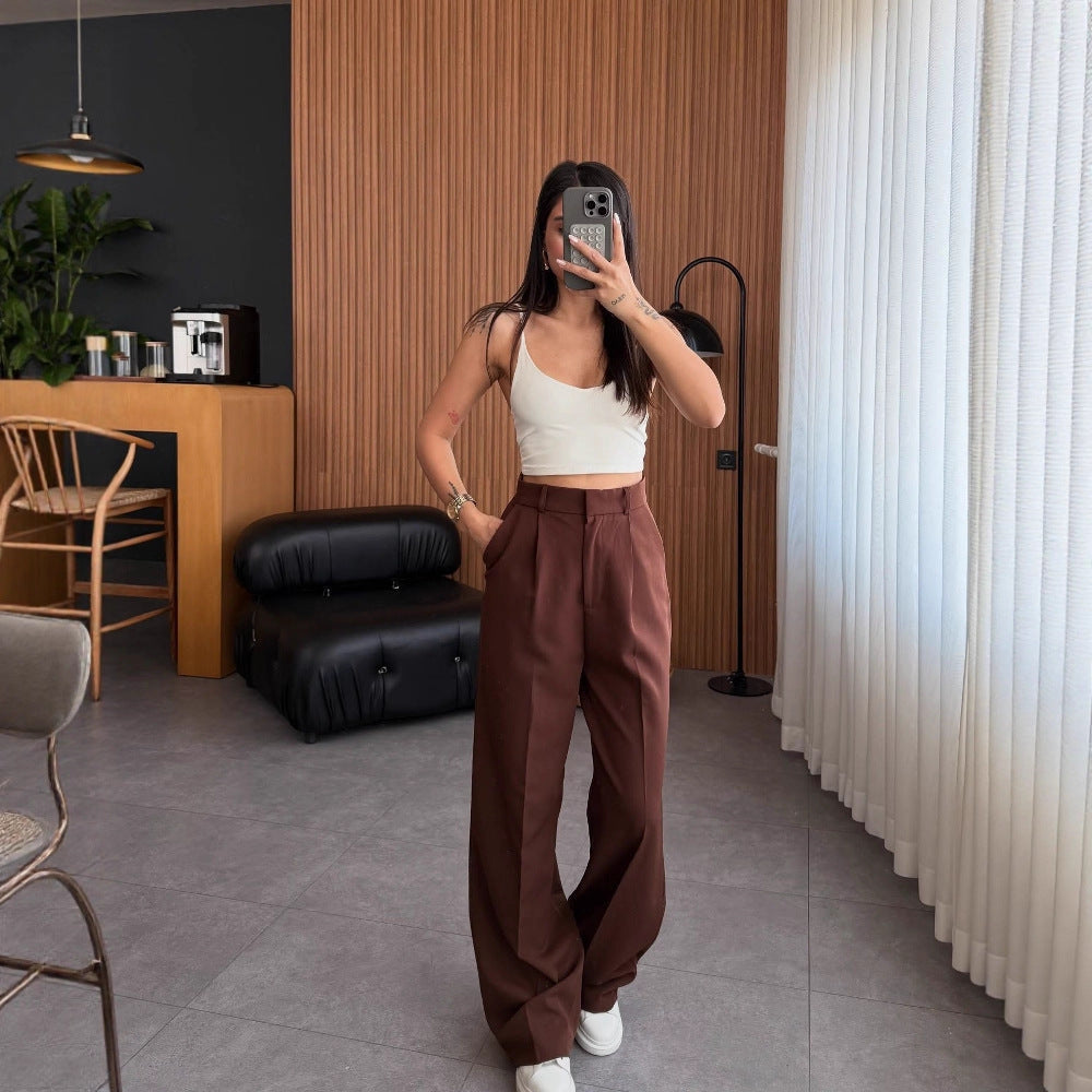 Women's high-waisted, straight-leg trousers NOVAE