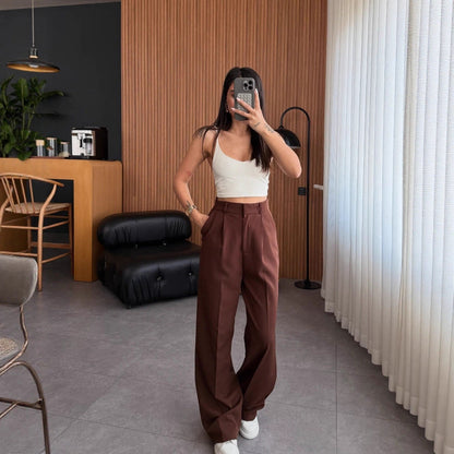 Women's high-waisted, straight-leg trousers NOVAE