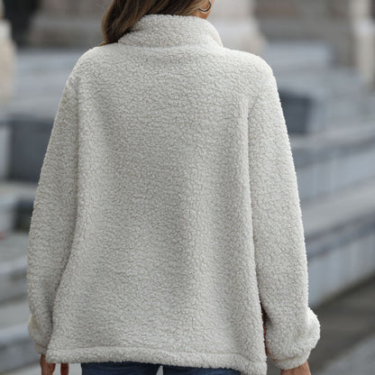 Women's fleece jacket with modern patchwork details and animal print NOVAE