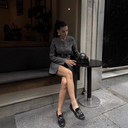 Women's chic cropped blazer with cool belt NOVAE