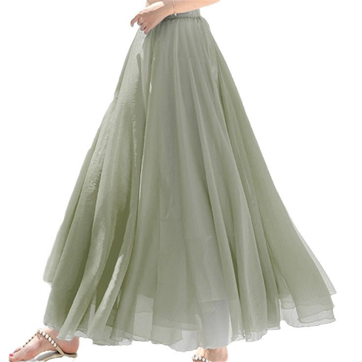 Women's Long, Flowing Chiffon Skirt with Elastic Waistband NOVAE