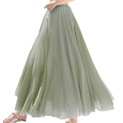 Women's Long, Flowing Chiffon Skirt with Elastic Waistband NOVAE