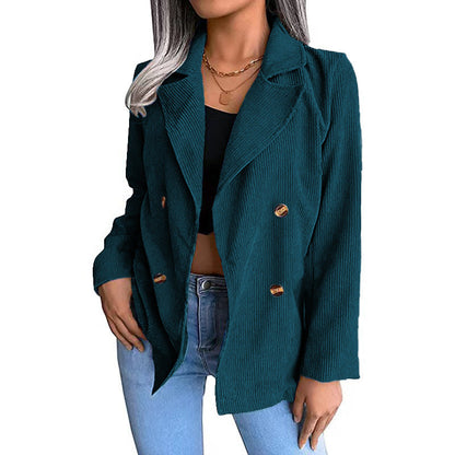 Women's fashionable corduroy jacket with double button placket NOVAE