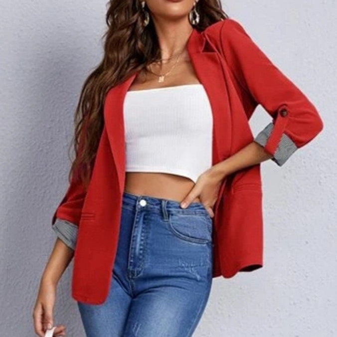 Women's stylish and versatile blazer jacket with rolled-up sleeves NOVAE