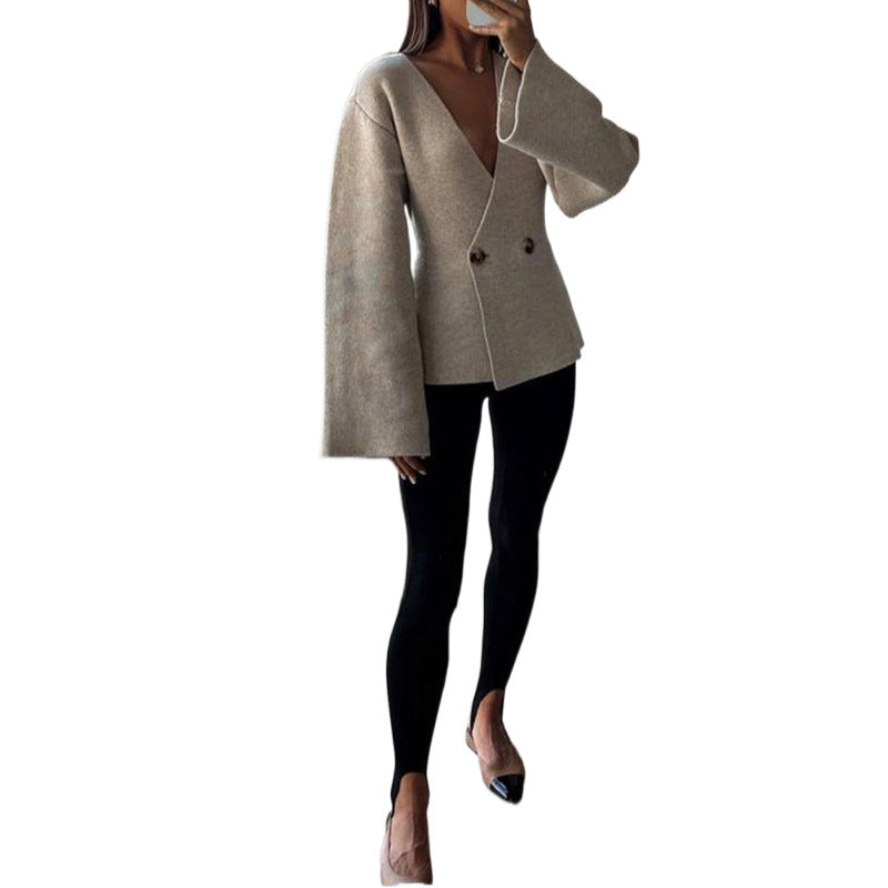 Women's fashionable wrap sweater with stylish peplum NOVAE