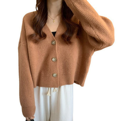 Women's Comfortable Knit Cardigan with Button Details and Fine Texture NOVAE