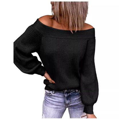 Women's off-the-shoulder pullover with voluminous sleeves NOVAE