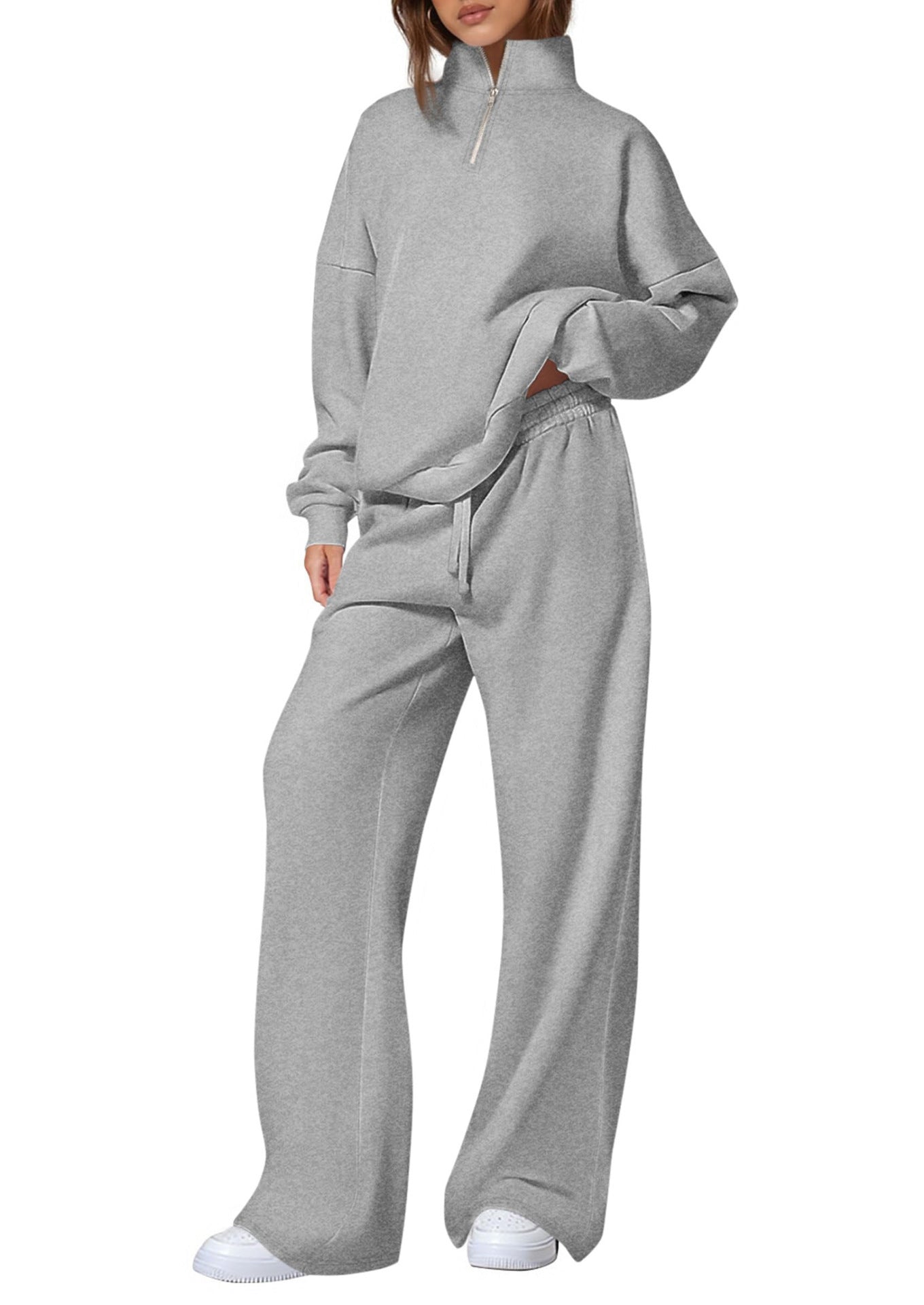 Women's casual sweatpants set with stand-up collar and zipper NOVAE